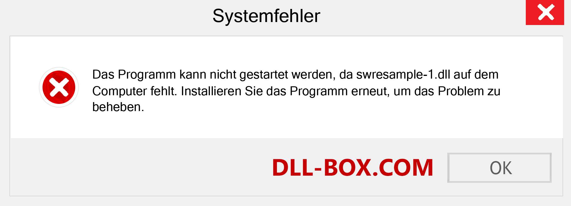 swresample-1.dll-Datei fehlt?. Download für Windows 7, 8, 10 - Fix swresample-1 dll Missing Error unter Windows, Fotos, Bildern